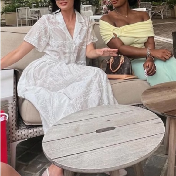 BEST Helsa Revolve Handkerchief Midi Skirt White Sheer Embroidered French Causal - Picture 3 of 15